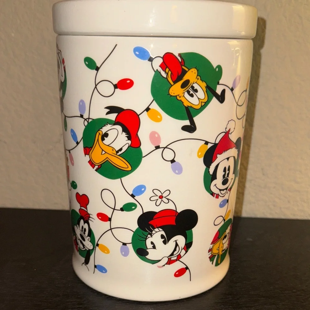 Disney White Ceramic Food Storage Jar with Characters Dog Treats‎ Bone Jar